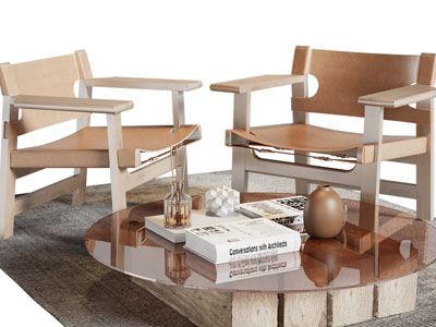 侘寂风休闲椅子、茶几