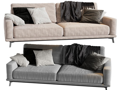 现代布艺双人沙发3d模型 现代布艺双人沙发