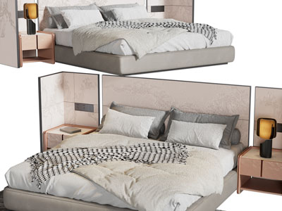 新中式双人床、床头柜