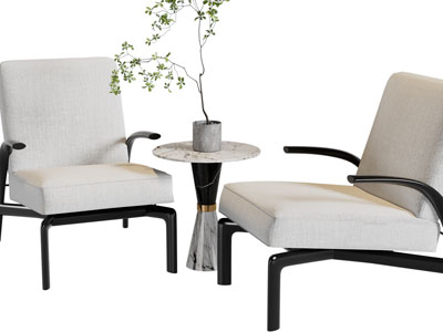 现代休闲椅子、边几