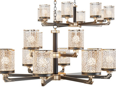 新中式柱形灯罩吊灯