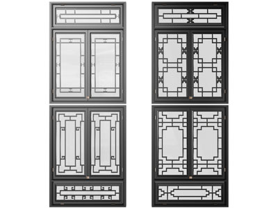 新中式实木边框平开窗