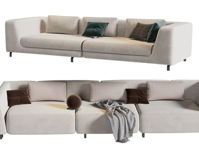 现代布艺双人沙发3d模型 现代布艺双人沙发