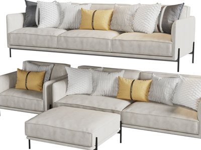 现代布艺多人、双人和单人沙发