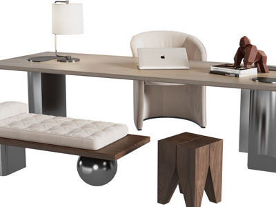 现代实木书桌椅组合