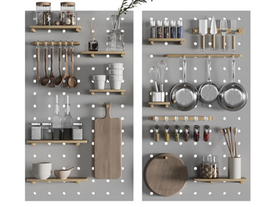 现代洞洞眼墙面厨具收纳架