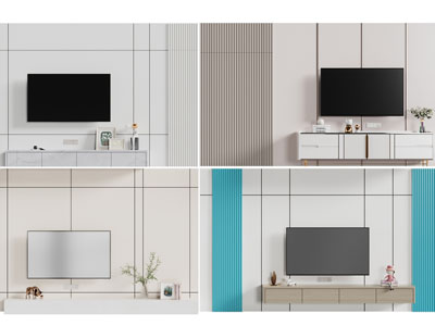 现代电视背景墙、电视柜、电视3d模型 现代电视背景墙、电视柜、电视