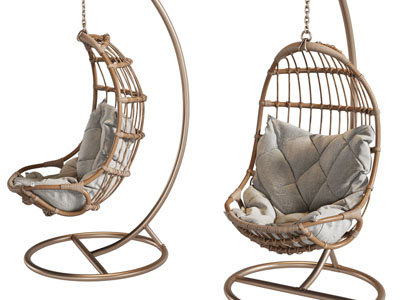 现代藤编摇椅、吊椅