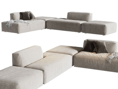 现代转角多人沙发