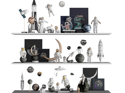 现代墙面玩具宇航员雕塑摆件置物架