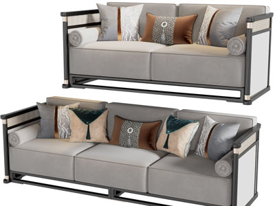 新中式三人、双人沙发3d模型 新中式三人、双人沙发