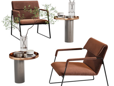 现代休闲椅子、边几