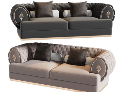 欧式软包靠背双人沙发3d模型 欧式软包靠背双人沙发