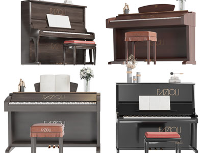 现代实木钢琴3d模型 现代实木钢琴