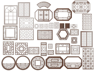新中式镂花窗、窗格
