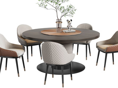 现代圆形餐桌椅组合