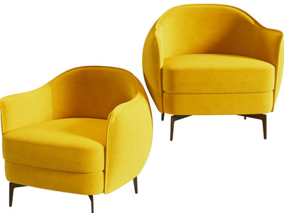 现代黄色单人沙发3d模型 现代黄色单人沙发