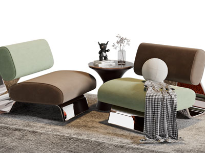 现代单人沙发、边几3d模型 现代单人沙发、边几