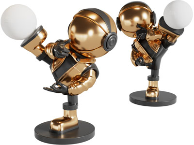 踢足球的小孩雕塑台灯