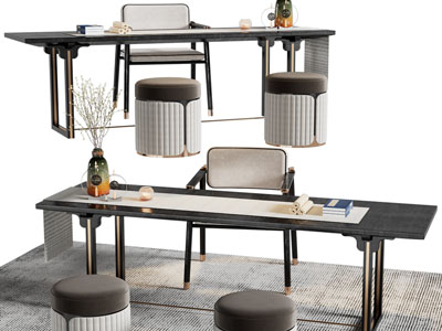 新中式书桌椅组合