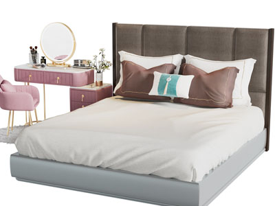 新中式双人床、梳妆台