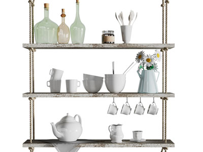 工业风loft隔板茶具杯子收纳架