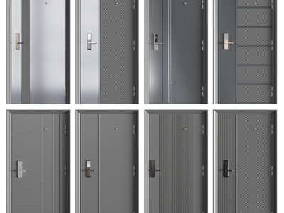 现代带密码锁的入户平开门