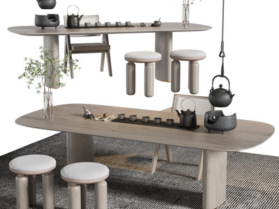 新中式实木茶桌椅组合