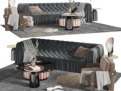 现代轻奢多人、单人沙发、茶几组合