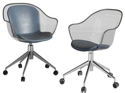 现代透明办公转椅