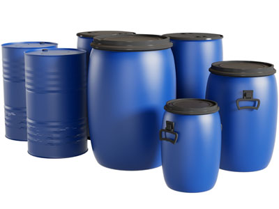 现代蓝色塑料桶、油漆桶