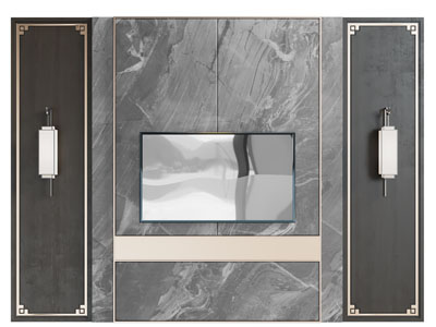 新中式电视背景墙3d模型 新中式电视背景墙