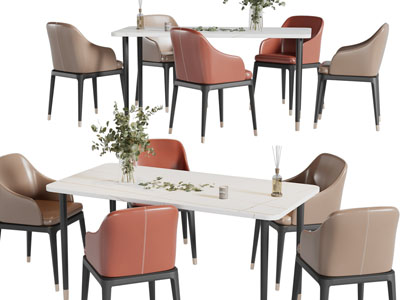 现代长方形餐桌椅组合