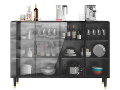现代玻璃柜门的餐边柜、酒柜