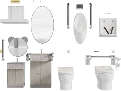 现代洗手台、马桶卫浴小件