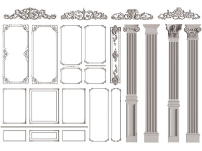 欧式雕花、石膏线、罗马柱子3d模型 欧式雕花、石膏线、罗马柱子