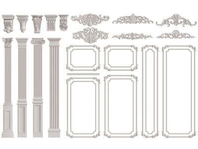 欧式罗马柱子、柱托、雕花和石膏线3d模型 欧式罗马柱子、柱托、雕花和石膏线