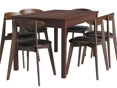 现代实木长方形餐桌椅组合