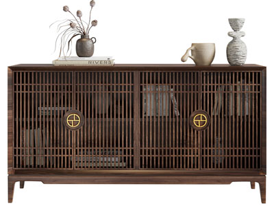 新中式实木玄关柜、边柜