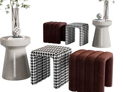 现代布艺沙发凳、边几