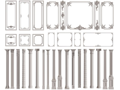 欧式雕花石膏线、罗马柱子3d模型 欧式雕花石膏线、罗马柱子