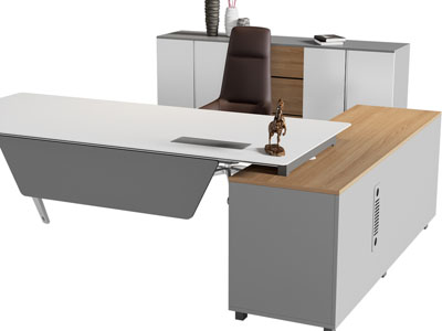 现代老板台、老板桌椅组合、边柜