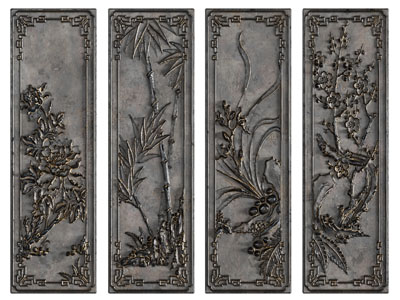 新中式梅兰竹菊浮雕、装饰挂画