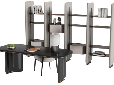 新中式书桌椅组合、书柜