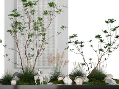 现代观赏树、花草、雕塑景观园艺小品