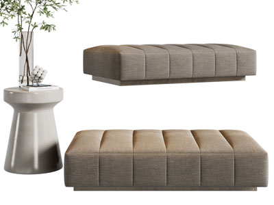 现代长方形沙发凳、边几