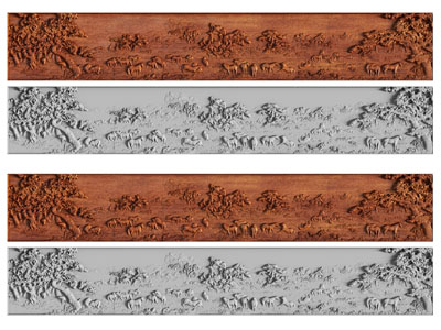 新中式横幅浮雕、装饰挂画