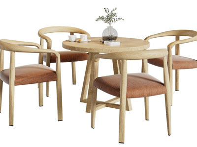 新中式实木圆形餐桌椅组合