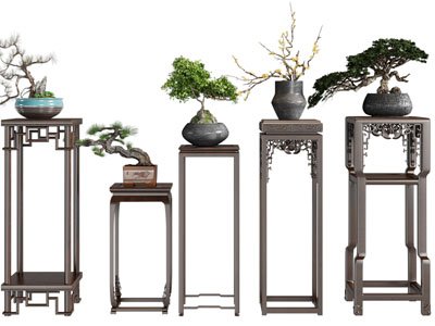 新中式花架盆景盆栽