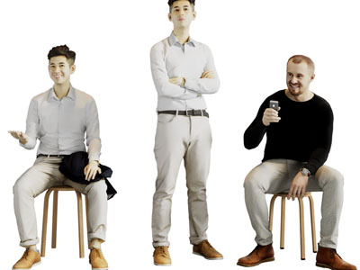 现代坐着聊天的男人人物